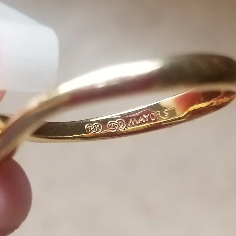 MAYORS BIRKS .49 ROUND DIAMOND SOLITAIRE NSEW 18k WEDDING ENGAGEMENT RING BAND